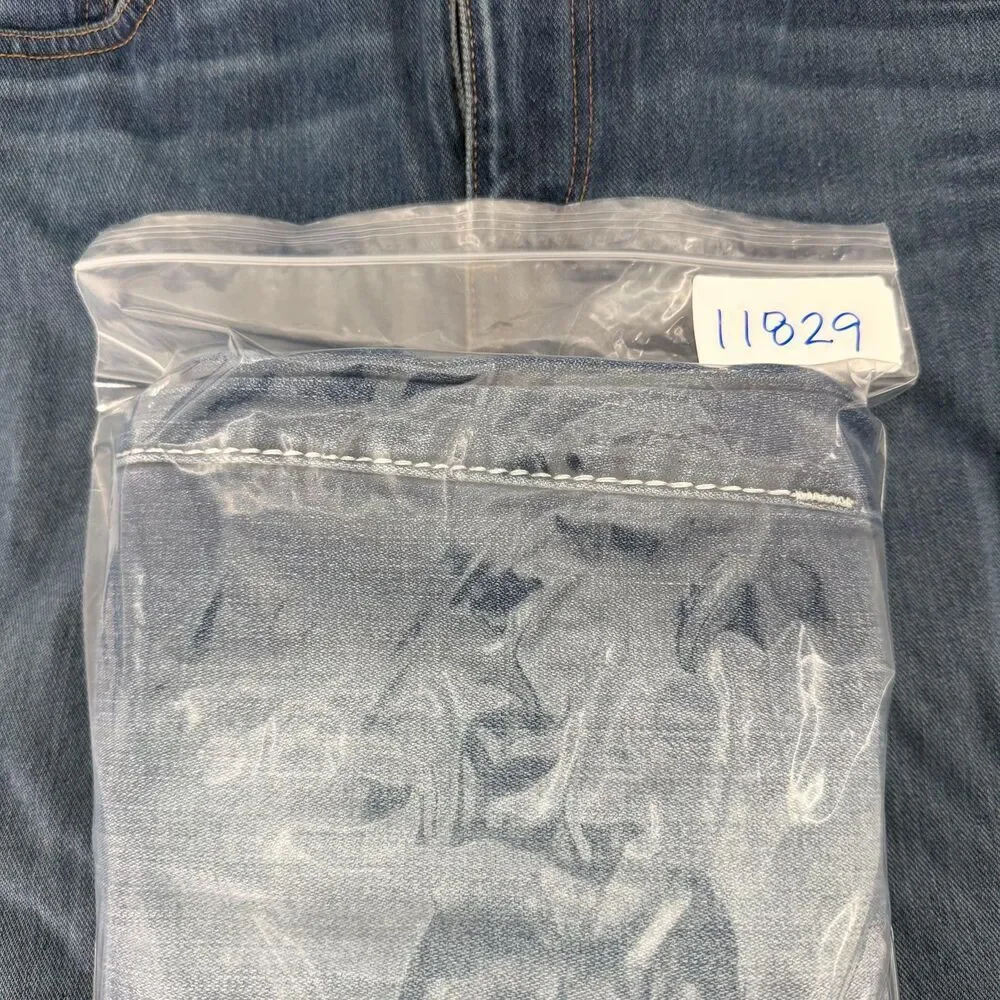 True Religion Jeans Mens 33x31 Blue Straight Flap Natural Big T Stitch Denim